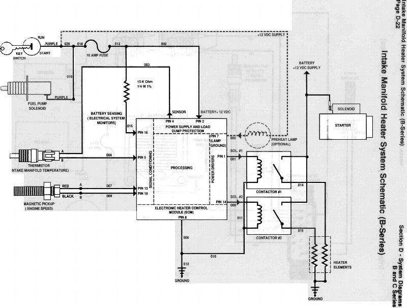 Cummins:B Series 6BTA preheater solenoid wiring