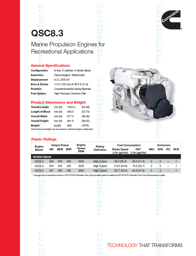 Cummins QSC 8.3 Marine Propulsion Engines for Recreational Applications